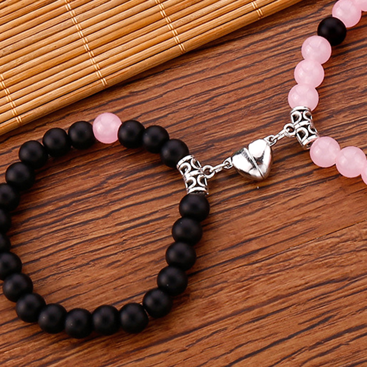 Romantic Heart Shape Alloy Natural Stone Beaded Couple Bracelets display picture 2