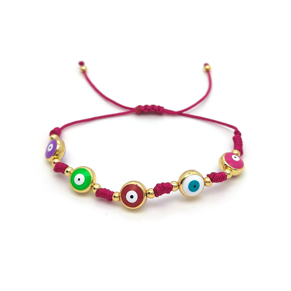 Bohemio Ojo Con Cuentas Soga Cobre Enchapado Chapado En Oro De 18 Quilates. Mujeres Pulsera display picture 4