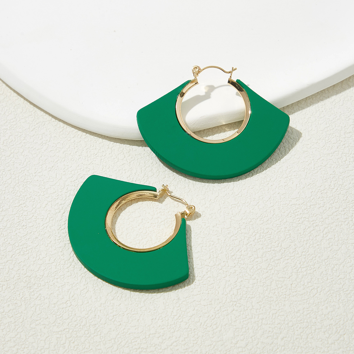 1 Pair Elegant Simple Style Sector Copper Earrings display picture 4