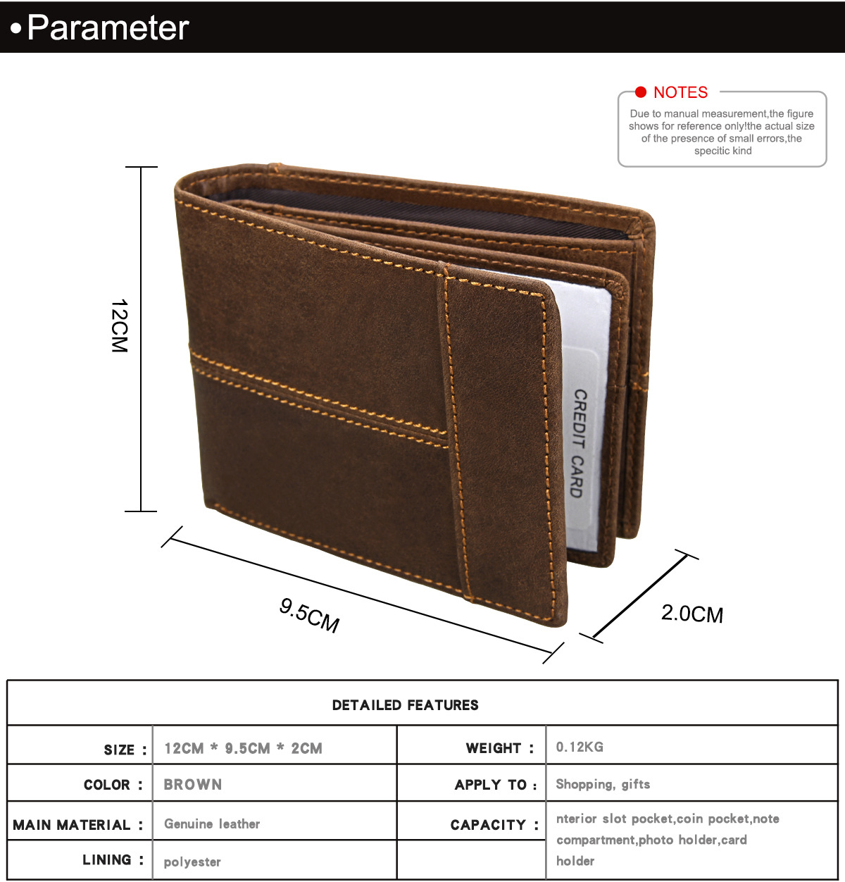 Leather Men's Wallet Rfid Crazy Horse Cowhide Short Wallet Anti-degaussing Retro Casual Coin Purse display picture 2