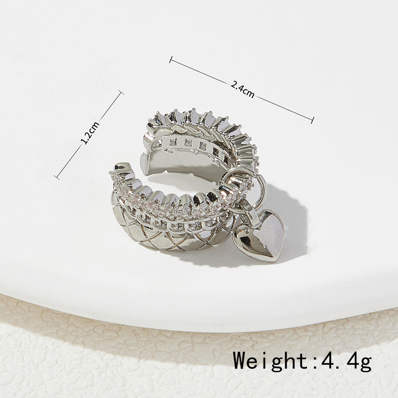 1 Piece Simple Style Korean Style Heart Shape Plating Inlay Copper Zircon Ear Cuffs display picture 1