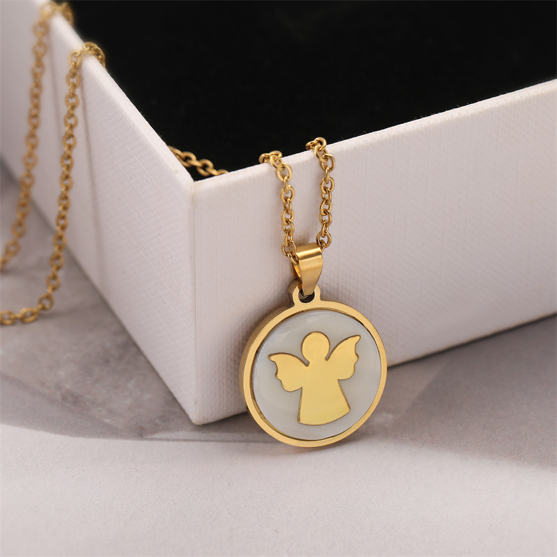 Ig Style Cross Heart Shape Skull Stainless Steel Plating Inlay Shell Zircon Pendant Necklace display picture 4