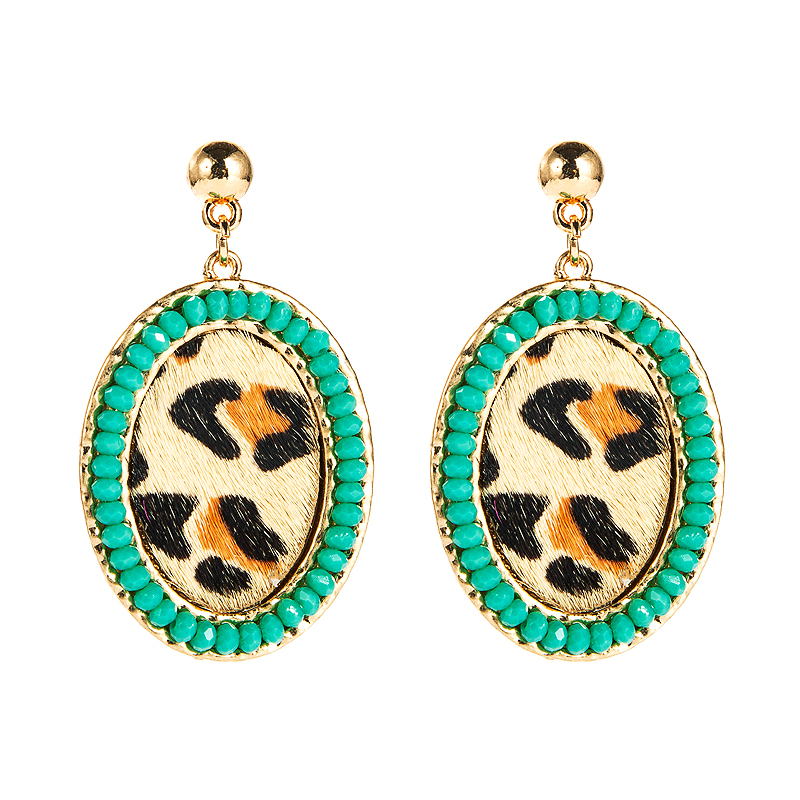 1 Pair Vintage Style Simple Style Classic Style Oval Leopard Plating Inlay Pu Leather Alloy Crystal Gold Plated Drop Earrings display picture 10