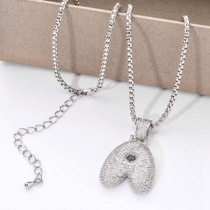 Wholesale Lady Letter 304 Stainless Steel Copper Plating Inlay Zircon Necklace display picture 30