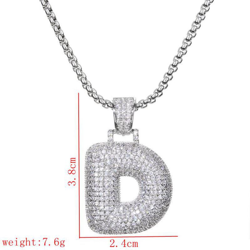 Wholesale Lady Letter 304 Stainless Steel Copper Plating Inlay Zircon Necklace display picture 3