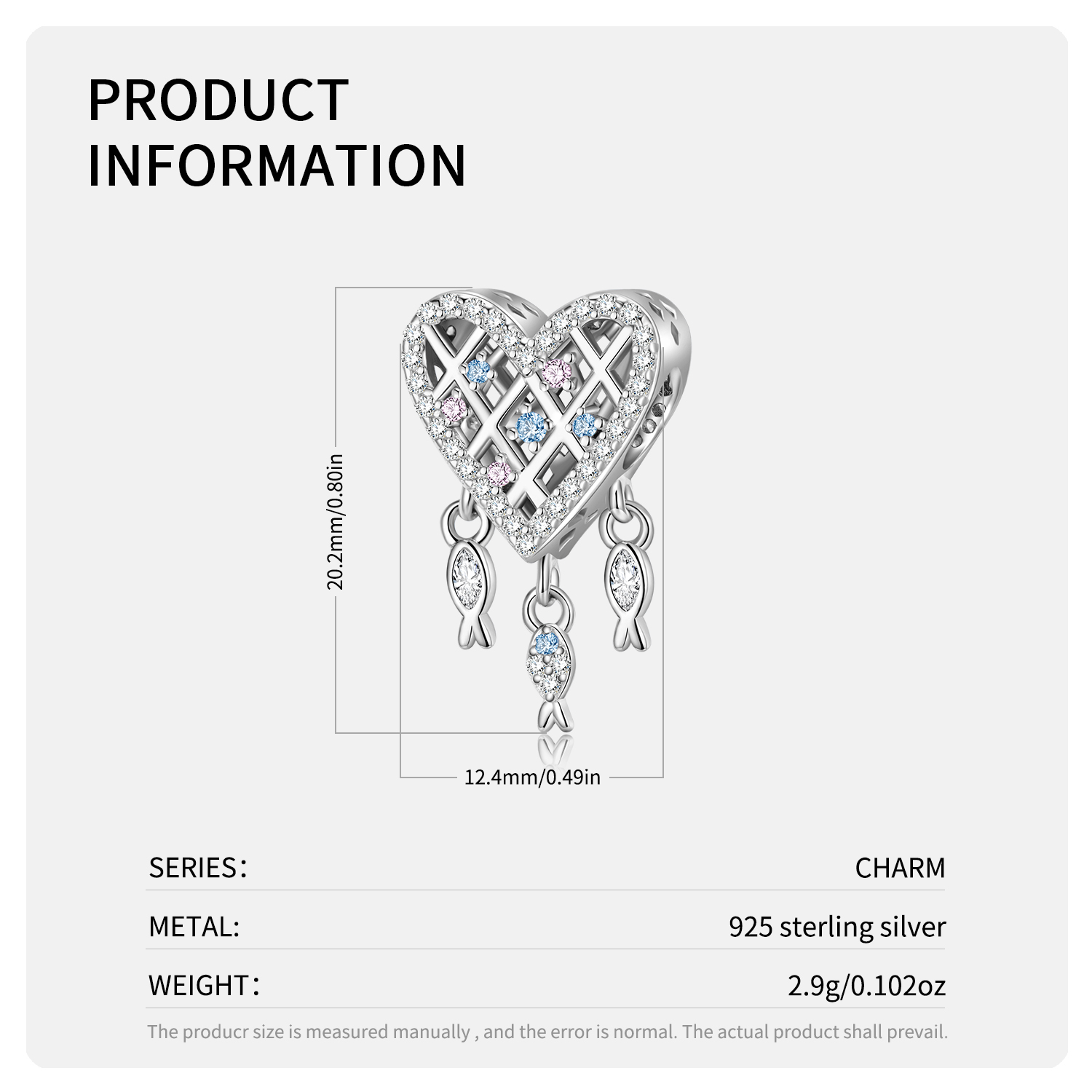 Original Design Cute Mermaid Shell Whale Sterling Silver Inlay Zircon Jewelry Accessories display picture 17