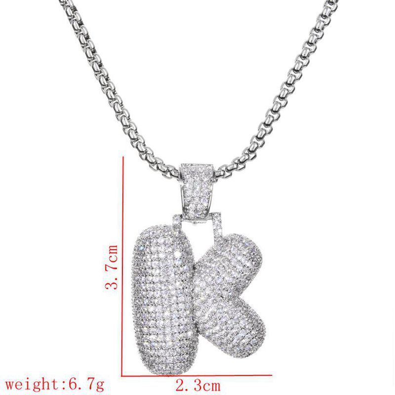 Wholesale Lady Letter 304 Stainless Steel Copper Plating Inlay Zircon Necklace display picture 6
