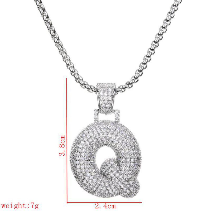 Wholesale Lady Letter 304 Stainless Steel Copper Plating Inlay Zircon Necklace display picture 15