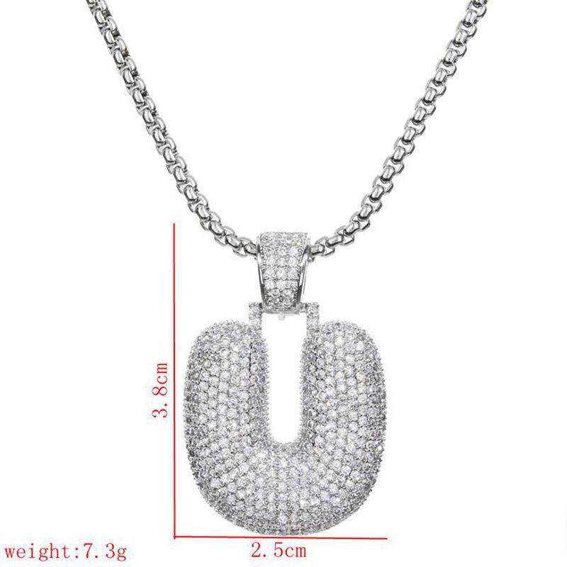Wholesale Lady Letter 304 Stainless Steel Copper Plating Inlay Zircon Necklace display picture 17