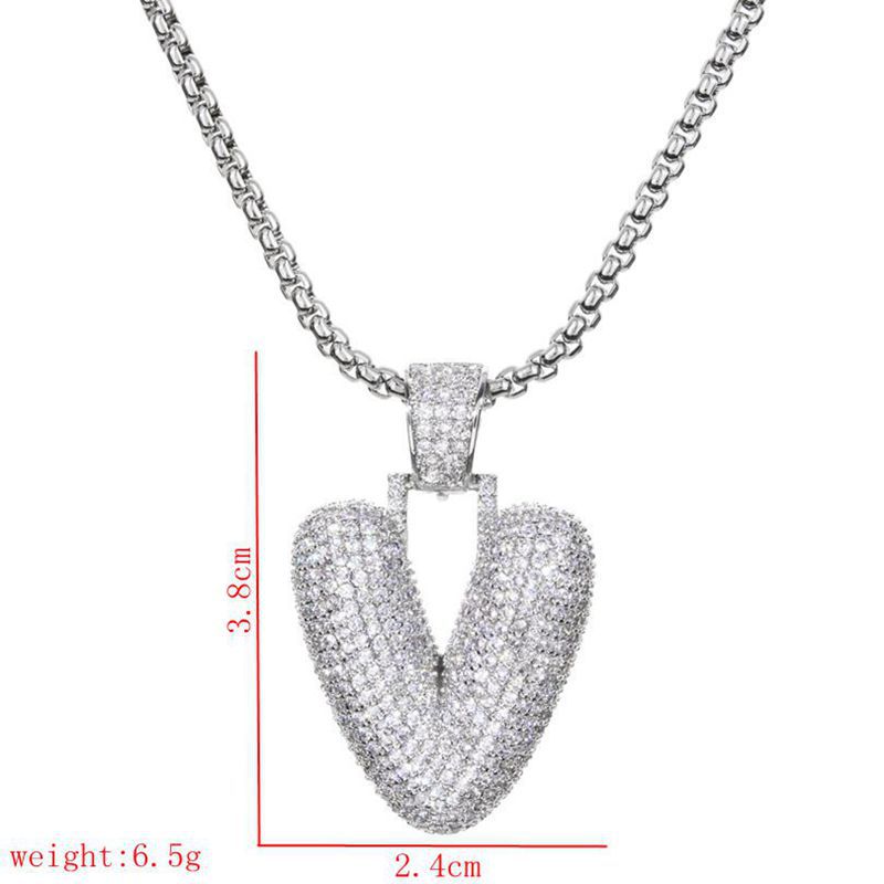 Wholesale Lady Letter 304 Stainless Steel Copper Plating Inlay Zircon Necklace display picture 21