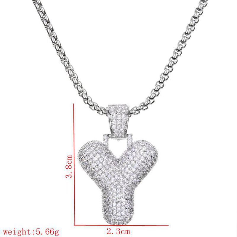 Wholesale Lady Letter 304 Stainless Steel Copper Plating Inlay Zircon Necklace display picture 14