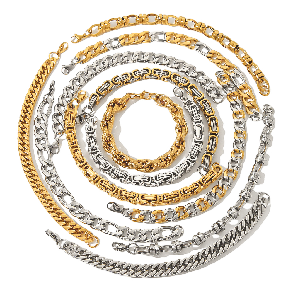 304 Stainless Steel 18K Gold Plated Hip-Hop Handmade Plating Chain Geometric Bracelets display picture 3