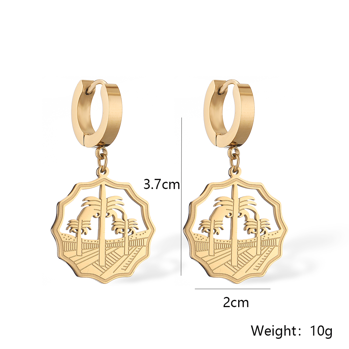 1 Pair Simple Style Commute Solid Color Plating Inlay 304 Stainless Steel Zircon 18K Gold Plated Drop Earrings display picture 1