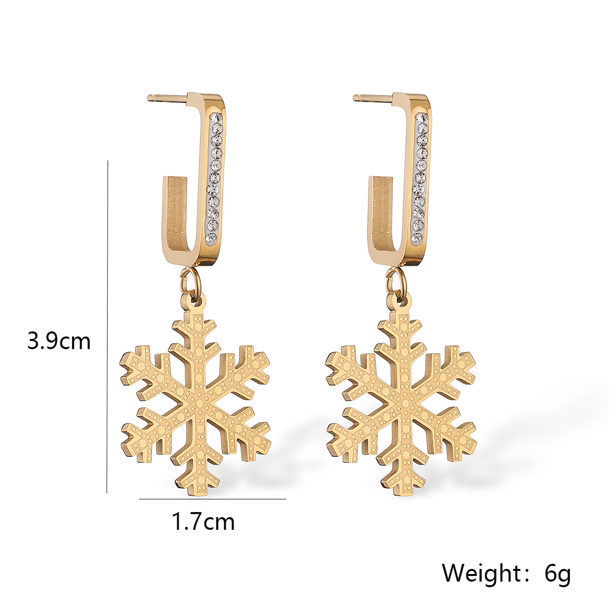1 Pair Simple Style Commute Solid Color Plating Inlay 304 Stainless Steel Zircon 18K Gold Plated Drop Earrings display picture 2
