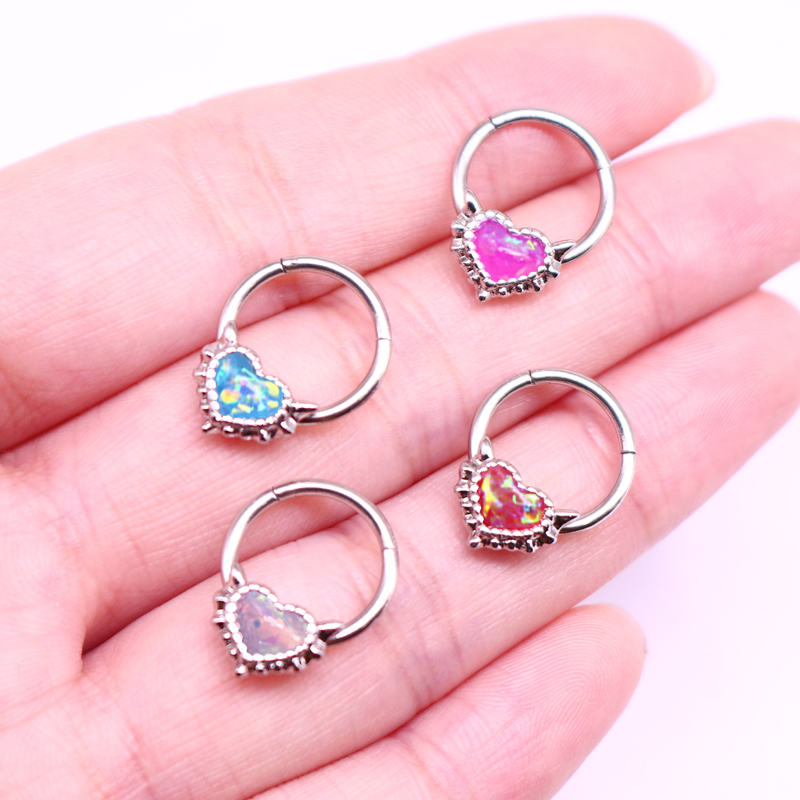 1 Piece Nose Rings & Studs Cute Sweet Heart Shape 316 Stainless Steel  Copper Plating Inlay Acrylic White Gold Plated display picture 10