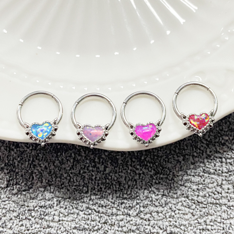 1 Piece Nose Rings & Studs Cute Sweet Heart Shape 316 Stainless Steel  Copper Plating Inlay Acrylic White Gold Plated display picture 11