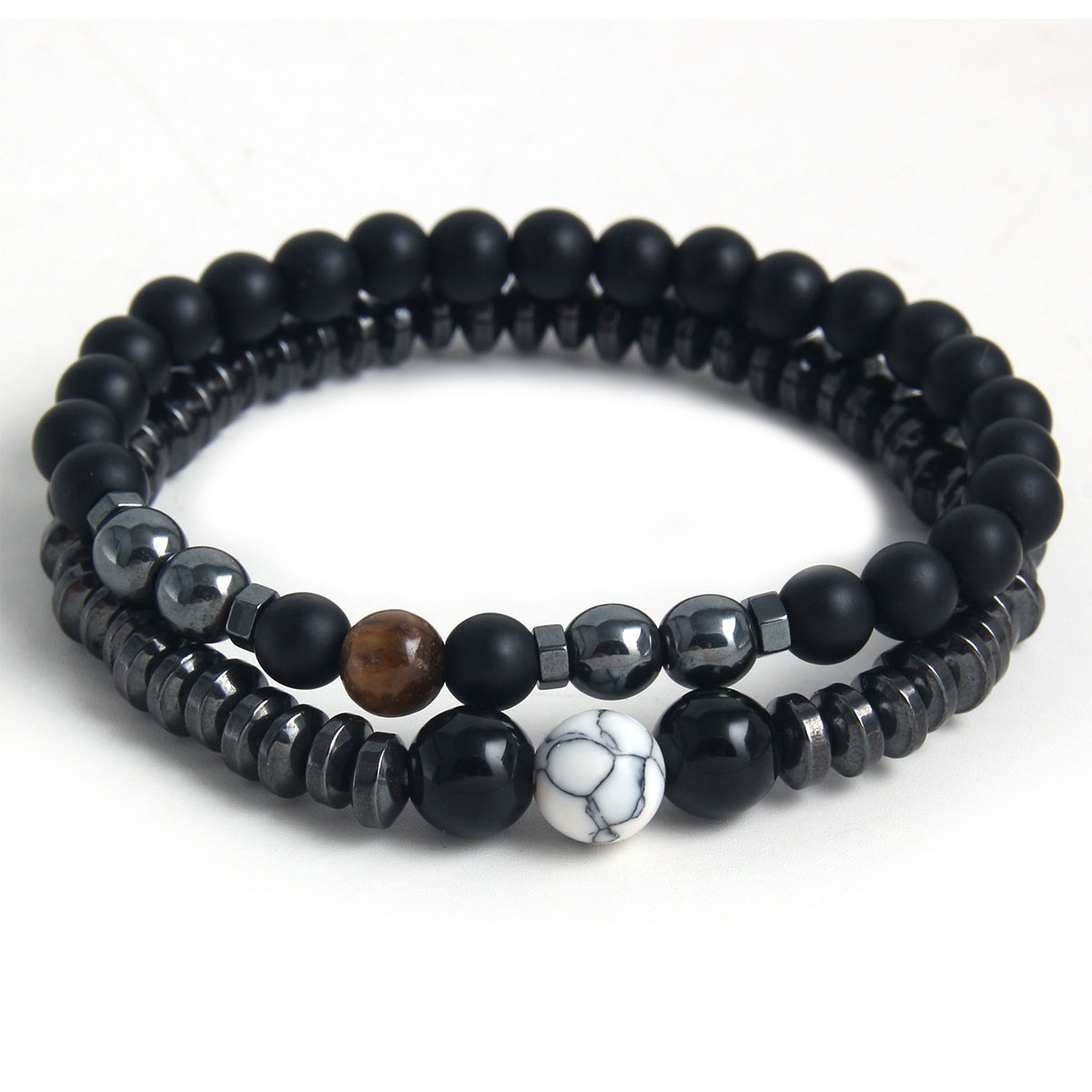 Classic Style Round Stainless Steel Natural Stone Bracelets display picture 6