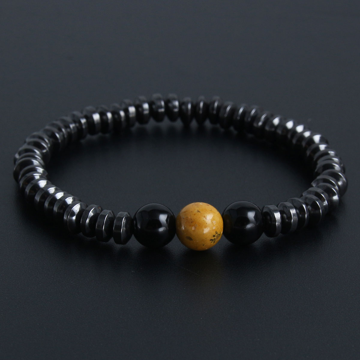 Classic Style Round Stainless Steel Natural Stone Bracelets display picture 5