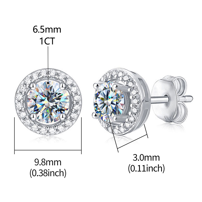 Simple Style Round Sterling Silver Gra Plating Inlay Moissanite Silver Plated Ear Studs display picture 3