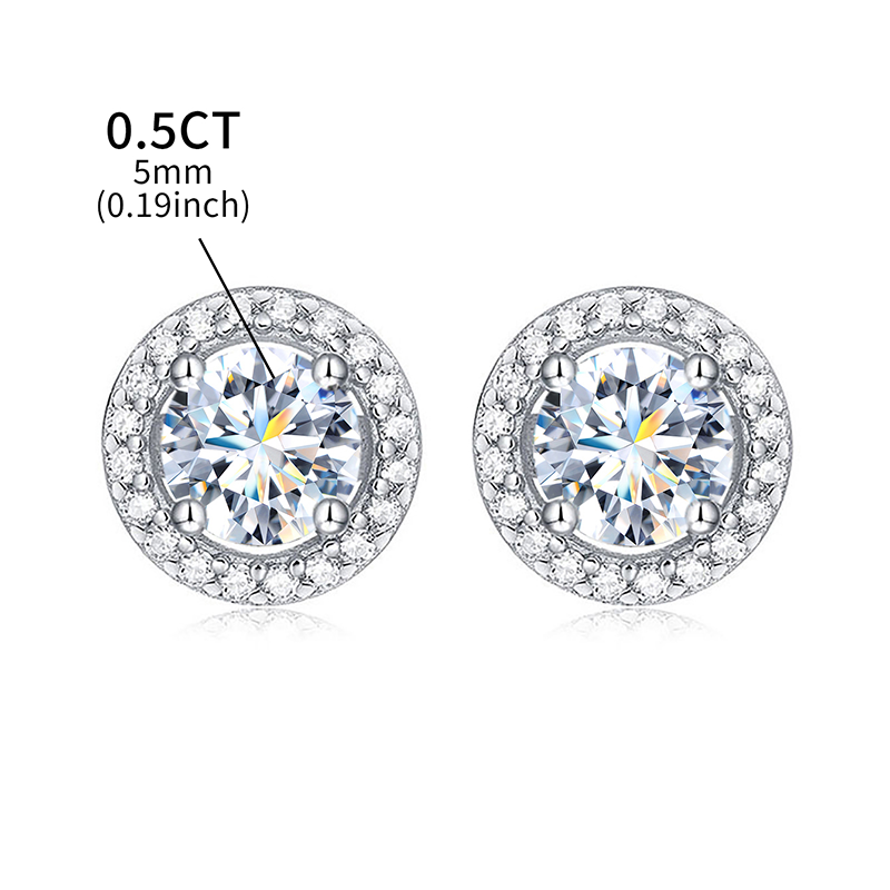 Simple Style Round Sterling Silver Gra Plating Inlay Moissanite Silver Plated Ear Studs display picture 4