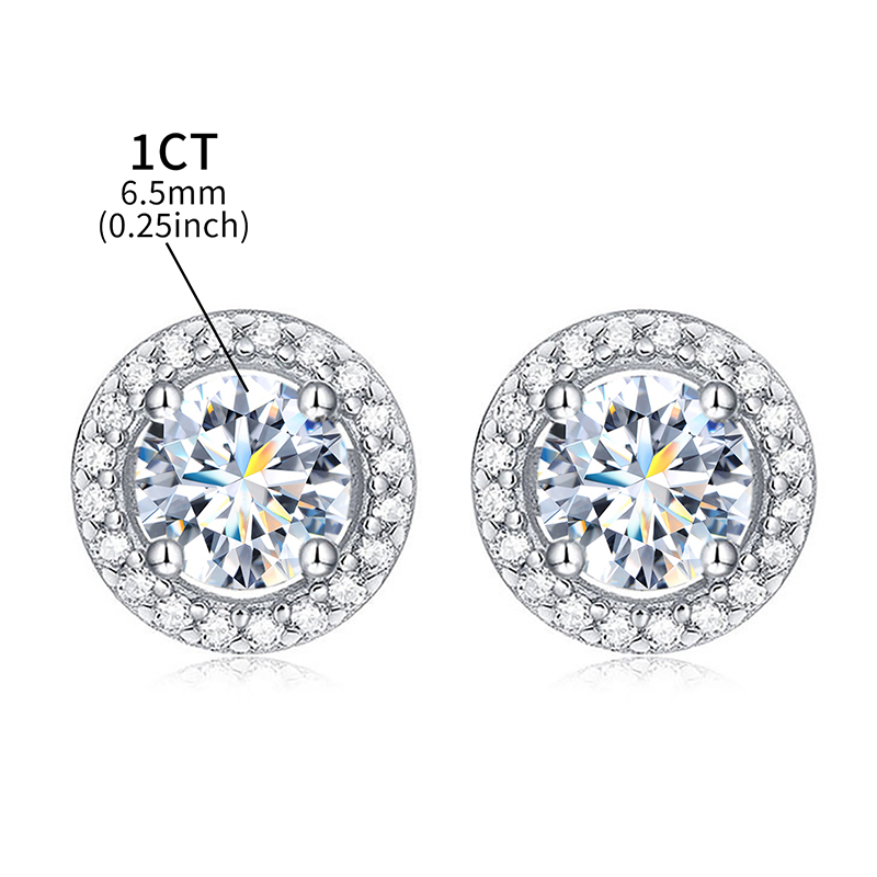 Simple Style Round Sterling Silver Gra Plating Inlay Moissanite Silver Plated Ear Studs display picture 2