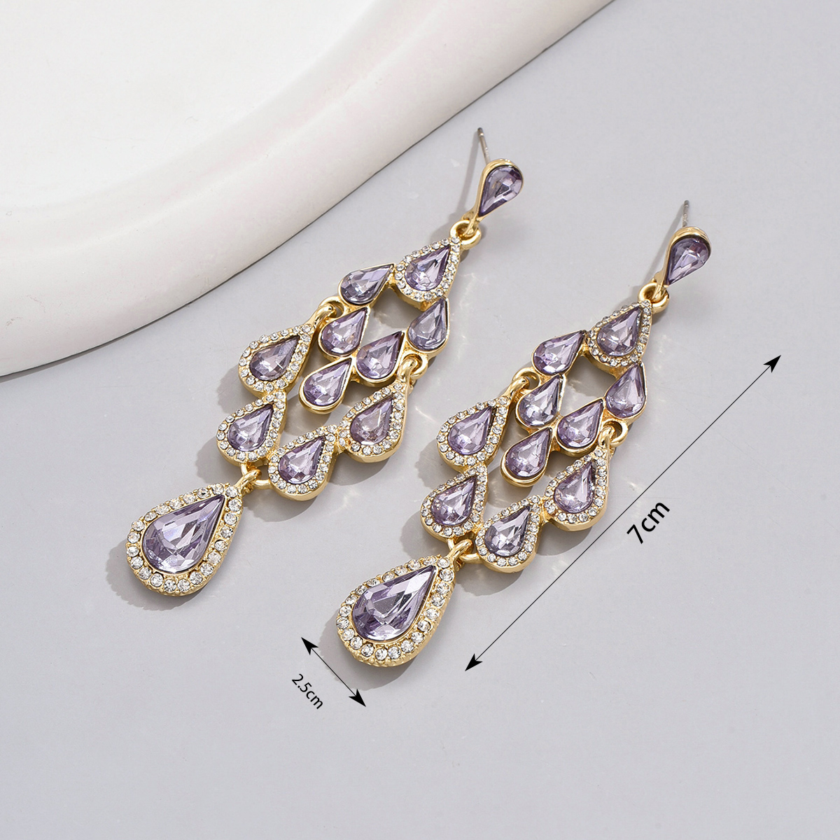 1 Pair Glam Vintage Style Shiny Water Droplets Inlay Alloy Zinc Rhinestones Drop Earrings display picture 5