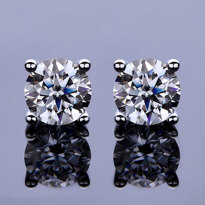 Simple Style Geometric Sterling Silver Gra Plating Inlay Moissanite Silver Plated Ear Studs display picture 1