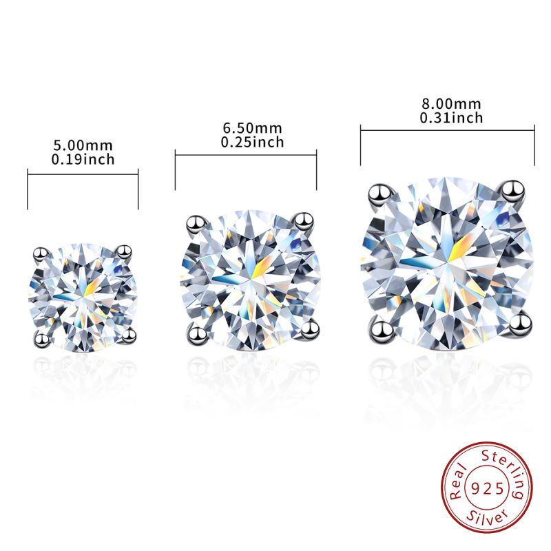 Simple Style Geometric Sterling Silver Gra Plating Inlay Moissanite Silver Plated Ear Studs display picture 2