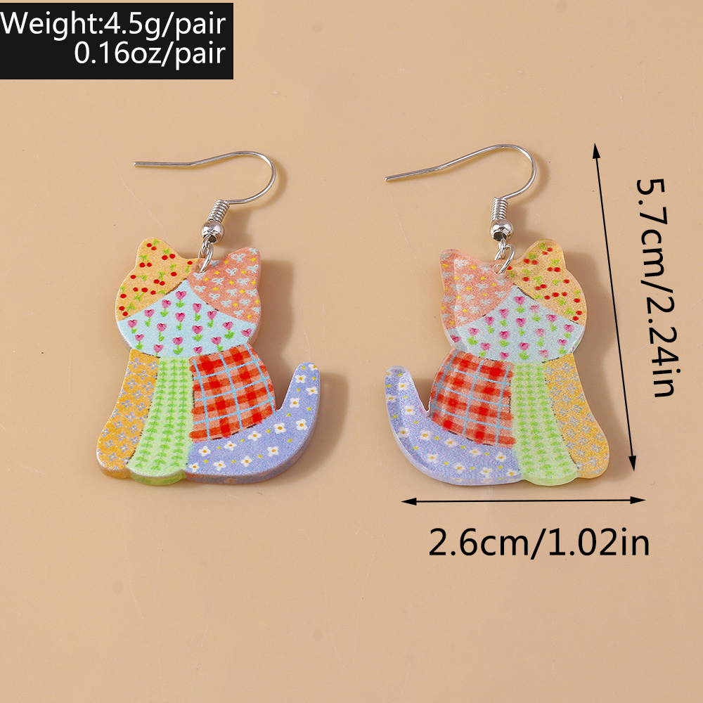 1 Paire Mignon Chat Alliage Plastique Boucles D'oreilles display picture 1