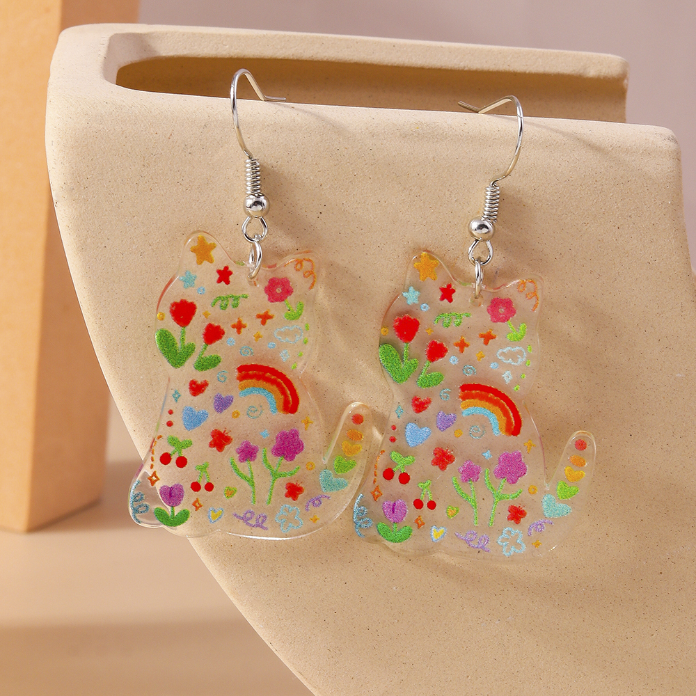 1 Paire Mignon Chat Alliage Plastique Boucles D'oreilles display picture 12