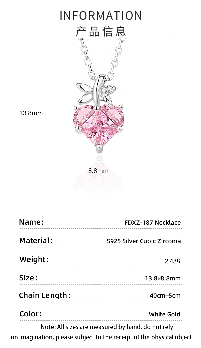 Lady Heart Shape Sterling Silver Inlay Zircon Pendant Necklace display picture 2