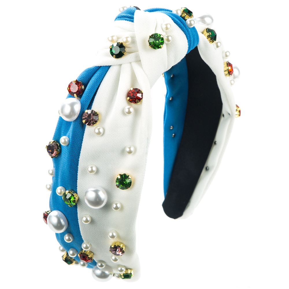 Women's Elegant Luxurious Geometric Cloth Inlay Artificial Pearls Rhinestones Hair Band display picture 9