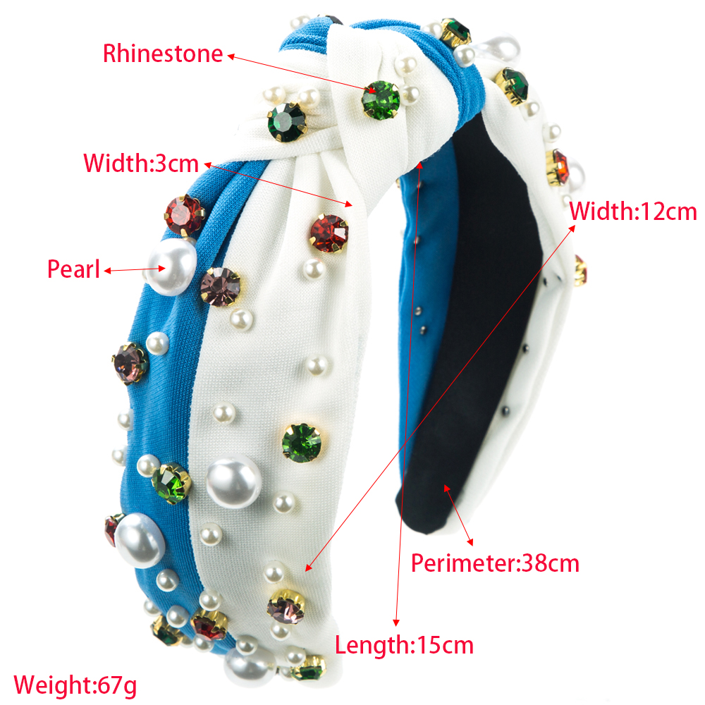 Women's Elegant Luxurious Geometric Cloth Inlay Artificial Pearls Rhinestones Hair Band display picture 1