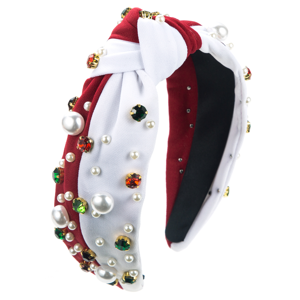 Frau Elegant Luxuriös Geometrisch Tuch Inlay Künstliche Perlen Strasssteine Haarband display picture 8