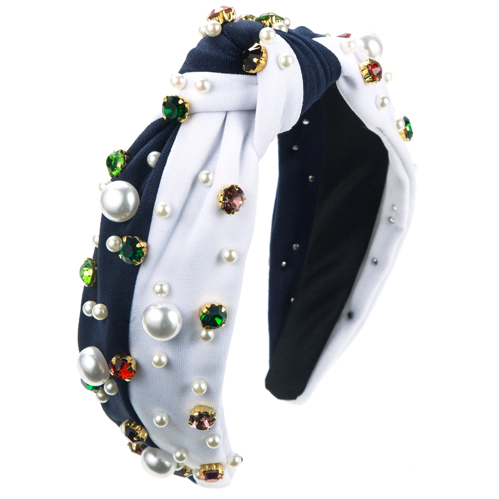 Frau Elegant Luxuriös Geometrisch Tuch Inlay Künstliche Perlen Strasssteine Haarband display picture 6
