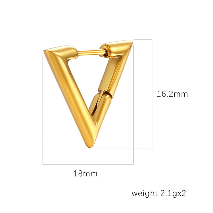 1 Pair Simple Style Triangle Plating Stainless Steel Earrings display picture 3