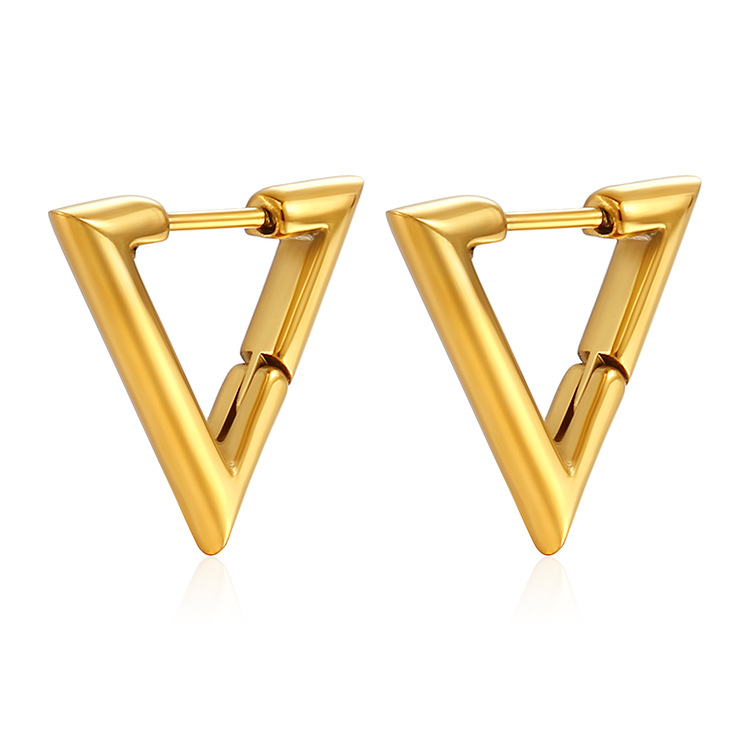 1 Pair Simple Style Triangle Plating Stainless Steel Earrings display picture 4