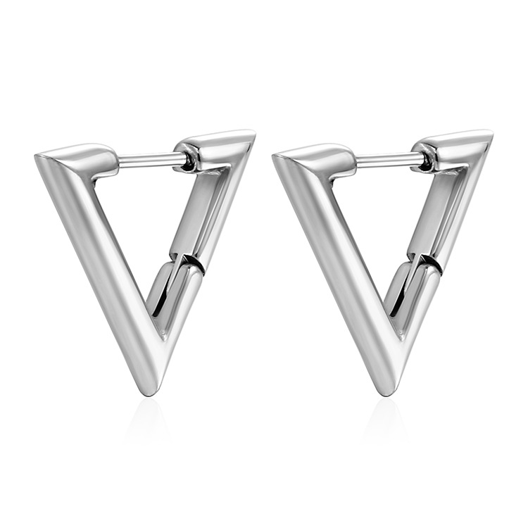 1 Pair Simple Style Triangle Plating Stainless Steel Earrings display picture 6
