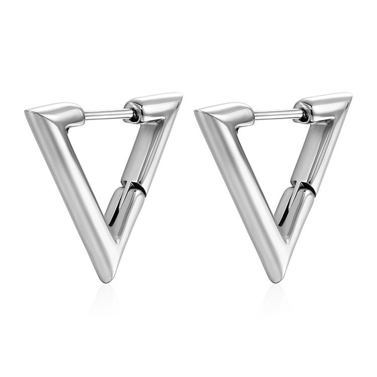 1 Paire Style Simple Triangle Placage Acier Inoxydable Des Boucles D'oreilles display picture 6