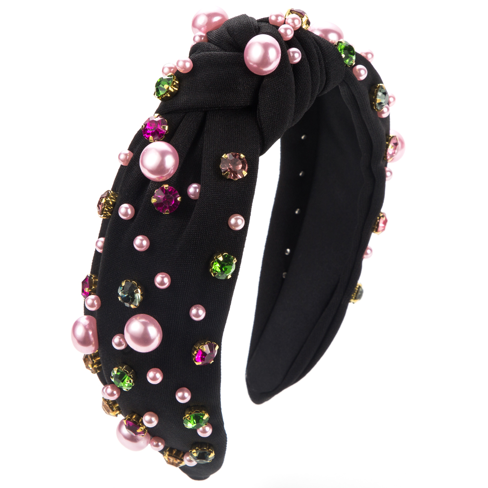 Women's Cute Sweet Geometric Cloth Inlay Artificial Pearls Rhinestones Hair Band display picture 5