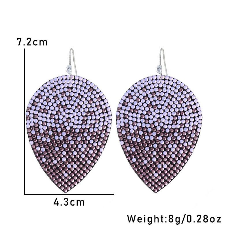1 Pair Luxurious Commute Shiny Leaves Inlay Pu Leather Opal Drop Earrings display picture 11