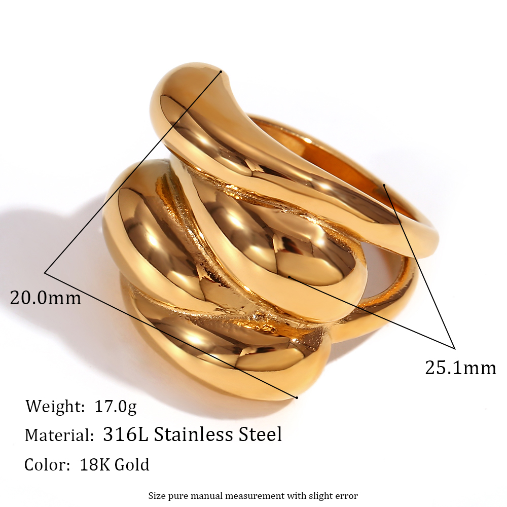 Simple Style Classic Style Solid Color Stainless Steel Plating 18k Gold Plated Rings display picture 2