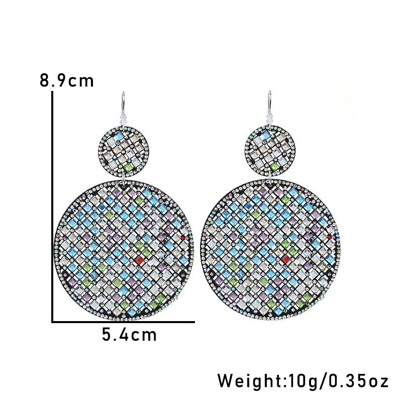 1 Pair Ig Style Shiny Geometric Leaves Inlay Pu Leather Glass Stone Drop Earrings display picture 4