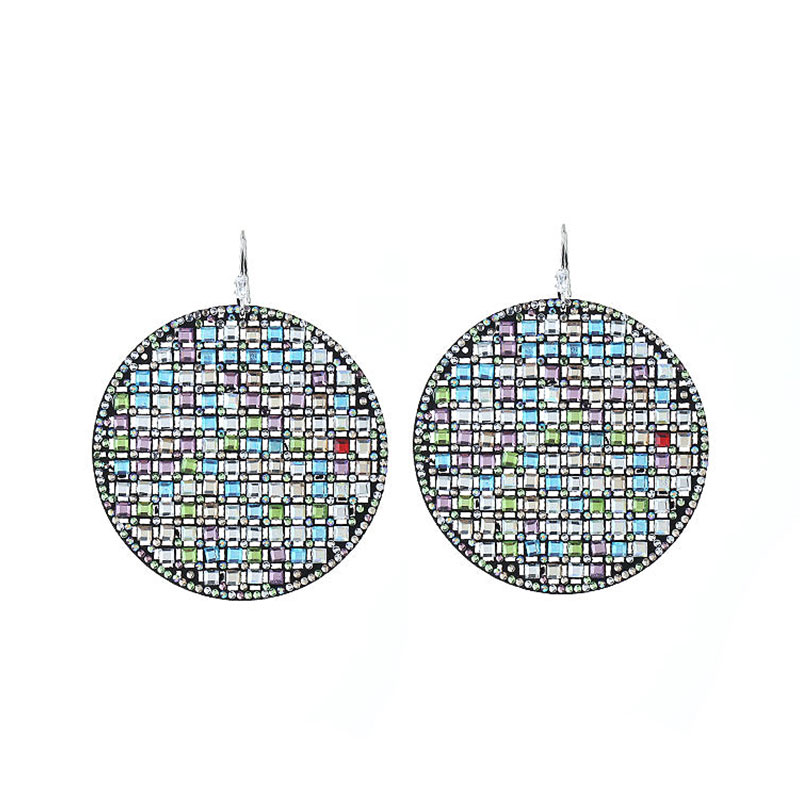 1 Pair Ig Style Shiny Geometric Leaves Inlay Pu Leather Glass Stone Drop Earrings display picture 9