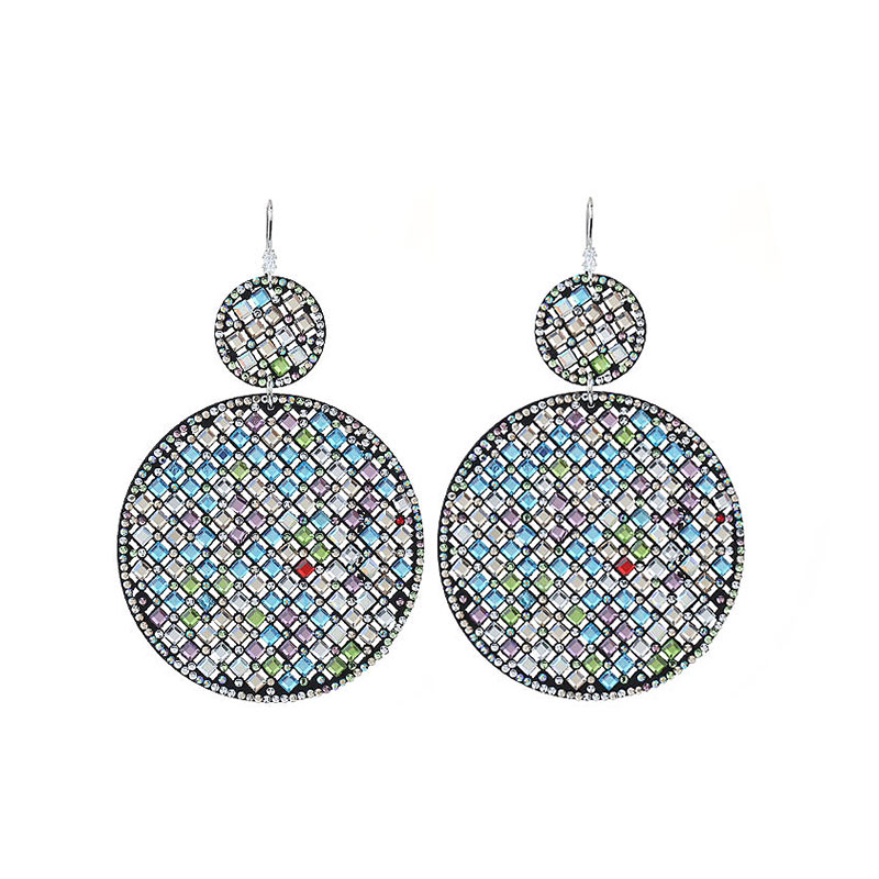 1 Pair Ig Style Shiny Geometric Leaves Inlay Pu Leather Glass Stone Drop Earrings display picture 13