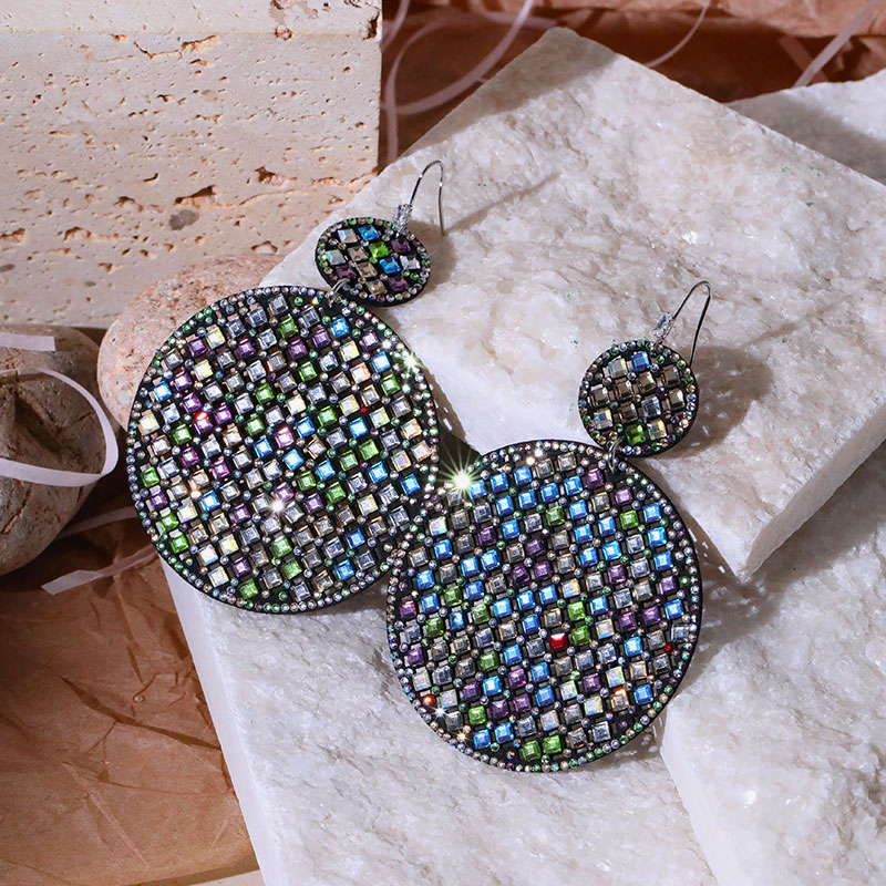 1 Pair Ig Style Shiny Geometric Leaves Inlay Pu Leather Glass Stone Drop Earrings display picture 17