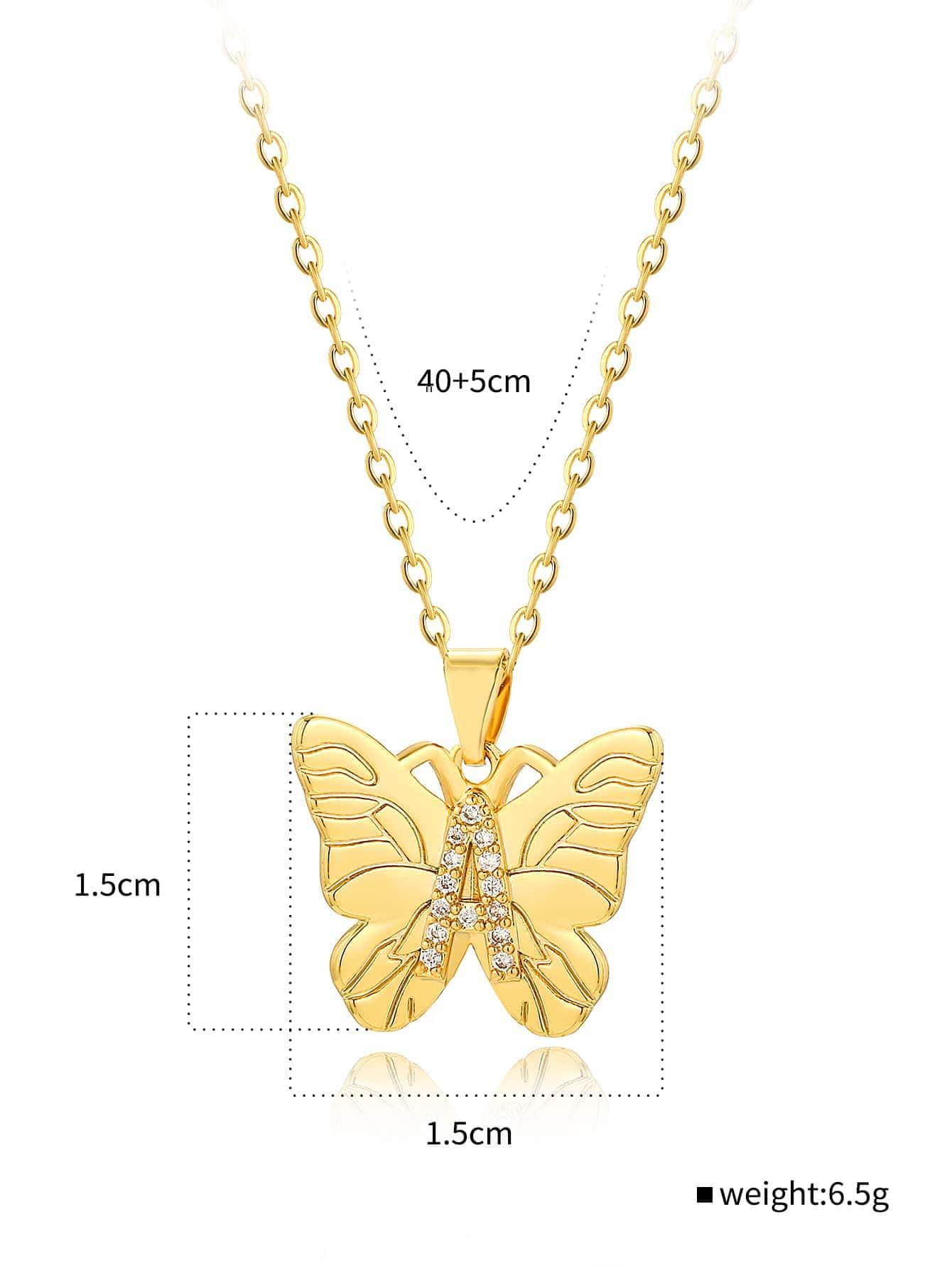 Simple Style Heart Shape Butterfly Stainless Steel Copper Inlay Zircon 18k Gold Plated Pendant Necklace display picture 6