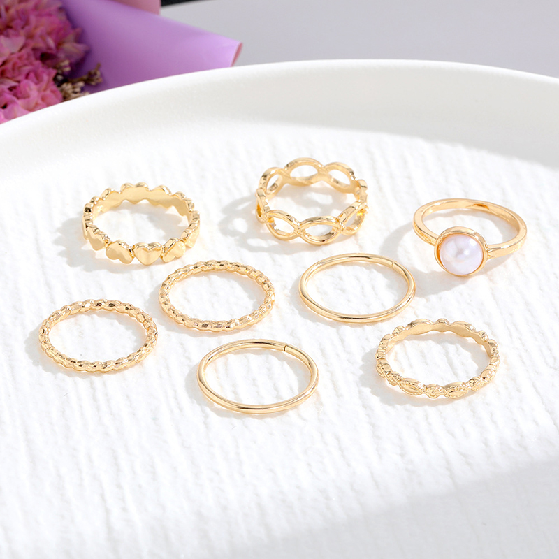 Casual Elegant Geometric Heart Shape Alloy Pearl Women's Rings display picture 1