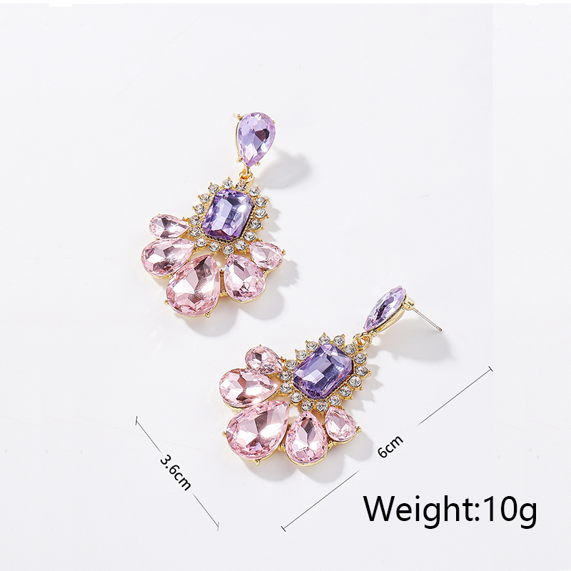 1 Pair Simple Style Shiny Water Droplets Rectangle Inlay Alloy Artificial Crystal Drop Earrings display picture 1