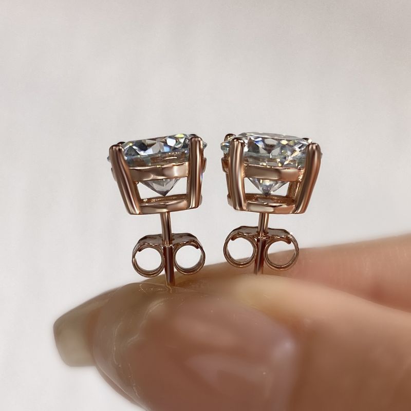 Simple Style Geometric Sterling Silver Gra Plating Inlay Moissanite Silver Plated Ear Studs display picture 3